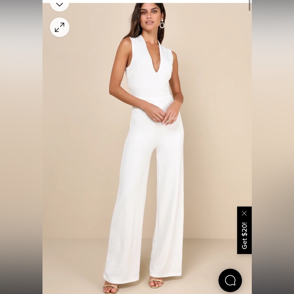 Lulus White Jumpsuit Thinking Out Loud White Backless Jumpsuit